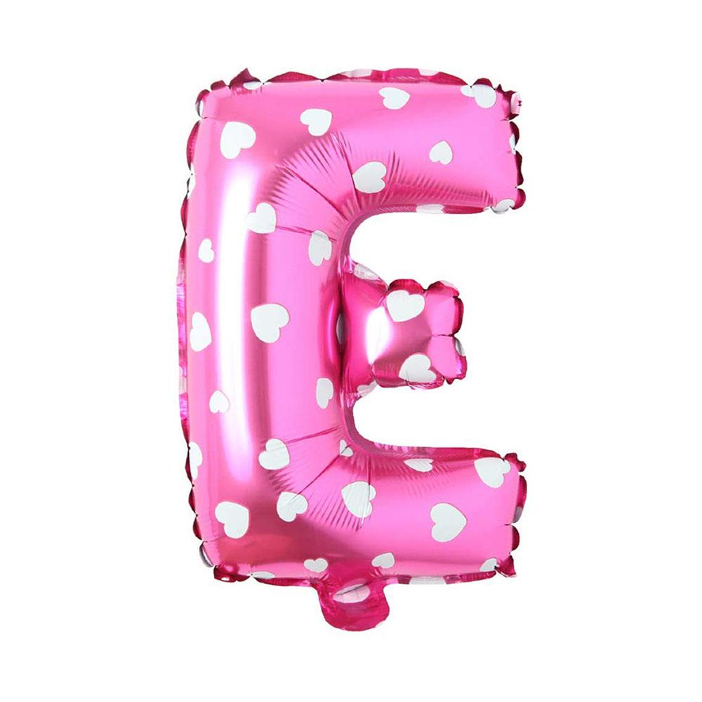 E Harf Pembe Kalp Folyo Balon 70 cm