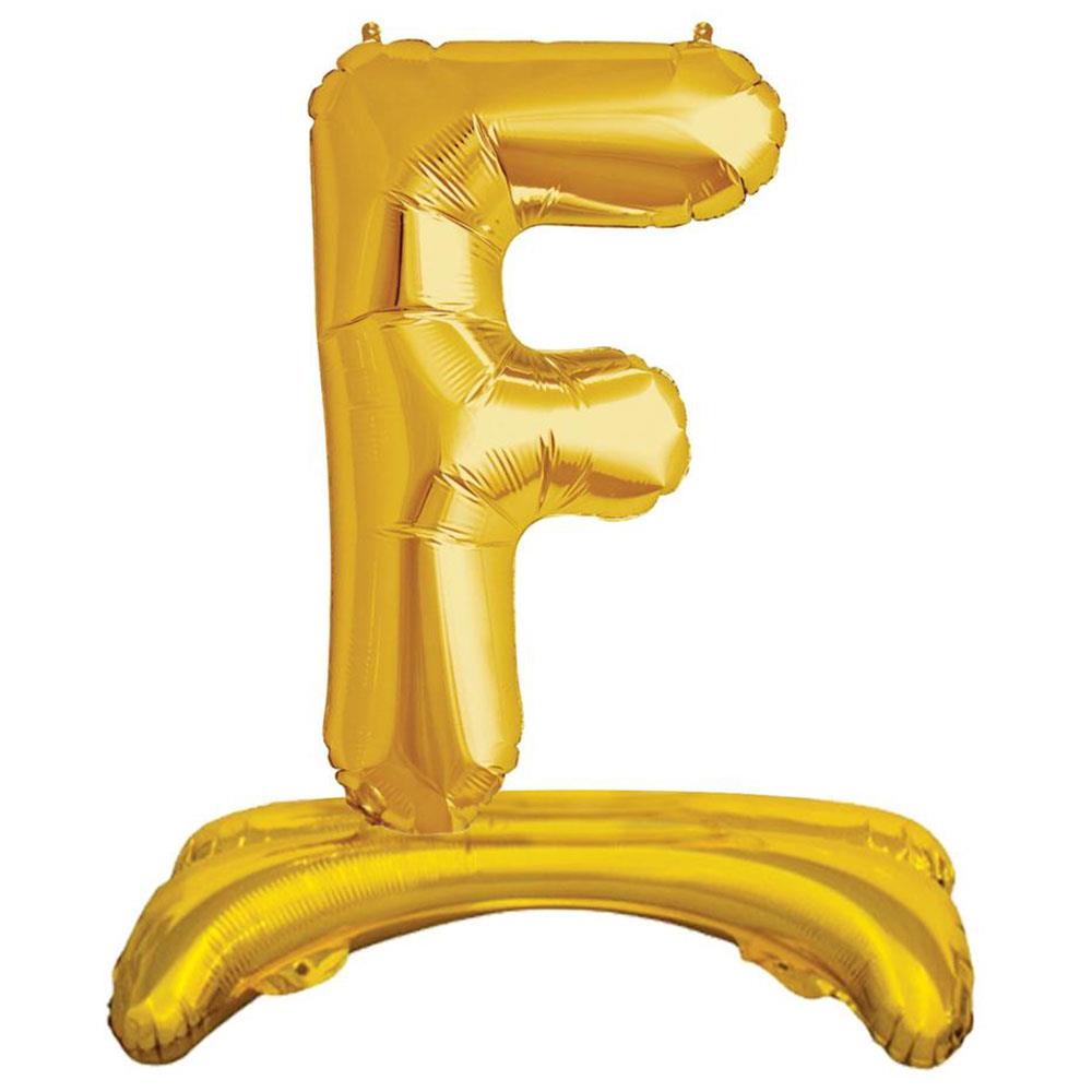 F Harf Ayakta Durabilen Altın Folyo Balon 80 cm