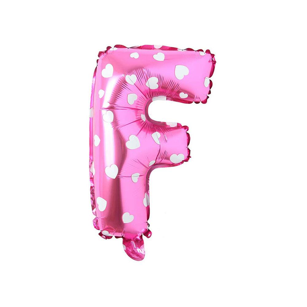 F Harf Pembe Kalp Folyo Balon 40 cm