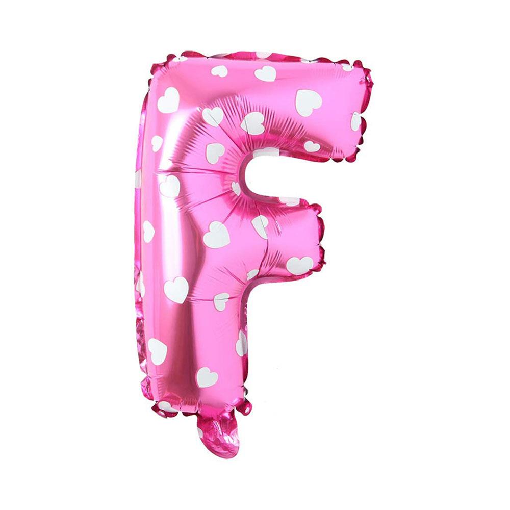 F Harf Pembe Kalp Folyo Balon 70 cm