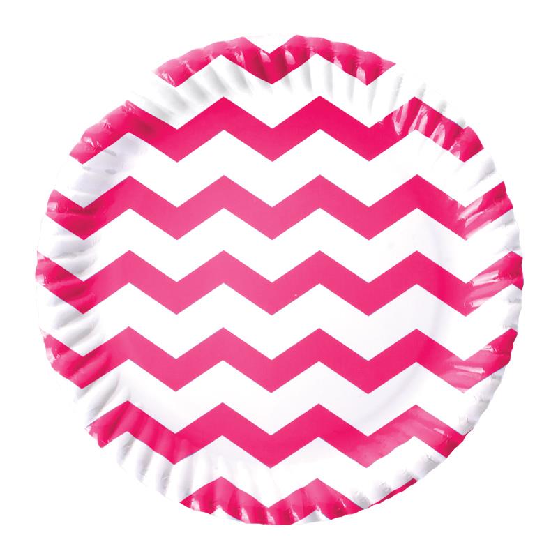 Fuşya Zigzag Karton Tabak 23 cm 8'li