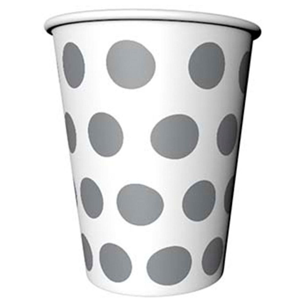Gümüş Puantiyeli Karton Bardak 8'li