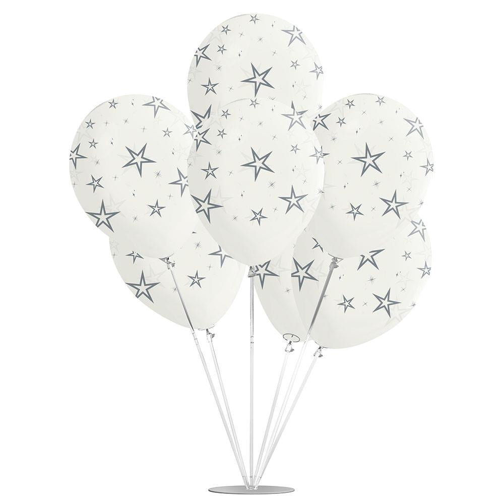 Gümüş Yıldız Temalı Şeffaf Balon Stand Set 7'li