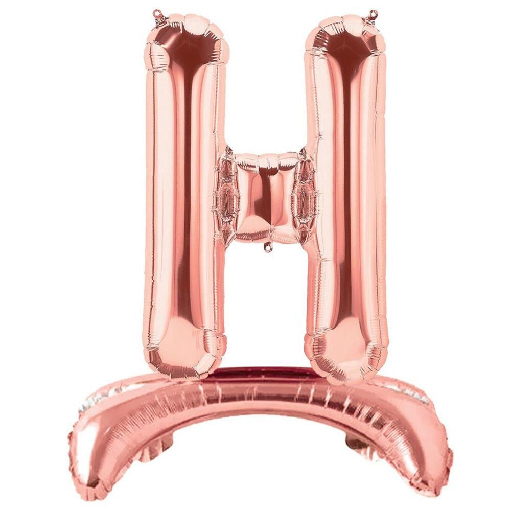 H Harf Ayakta Durabilen Rose Gold Folyo Balon 80 cm