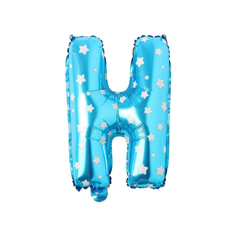 H Harf Mavi Yıldız Folyo Balon 40 cm