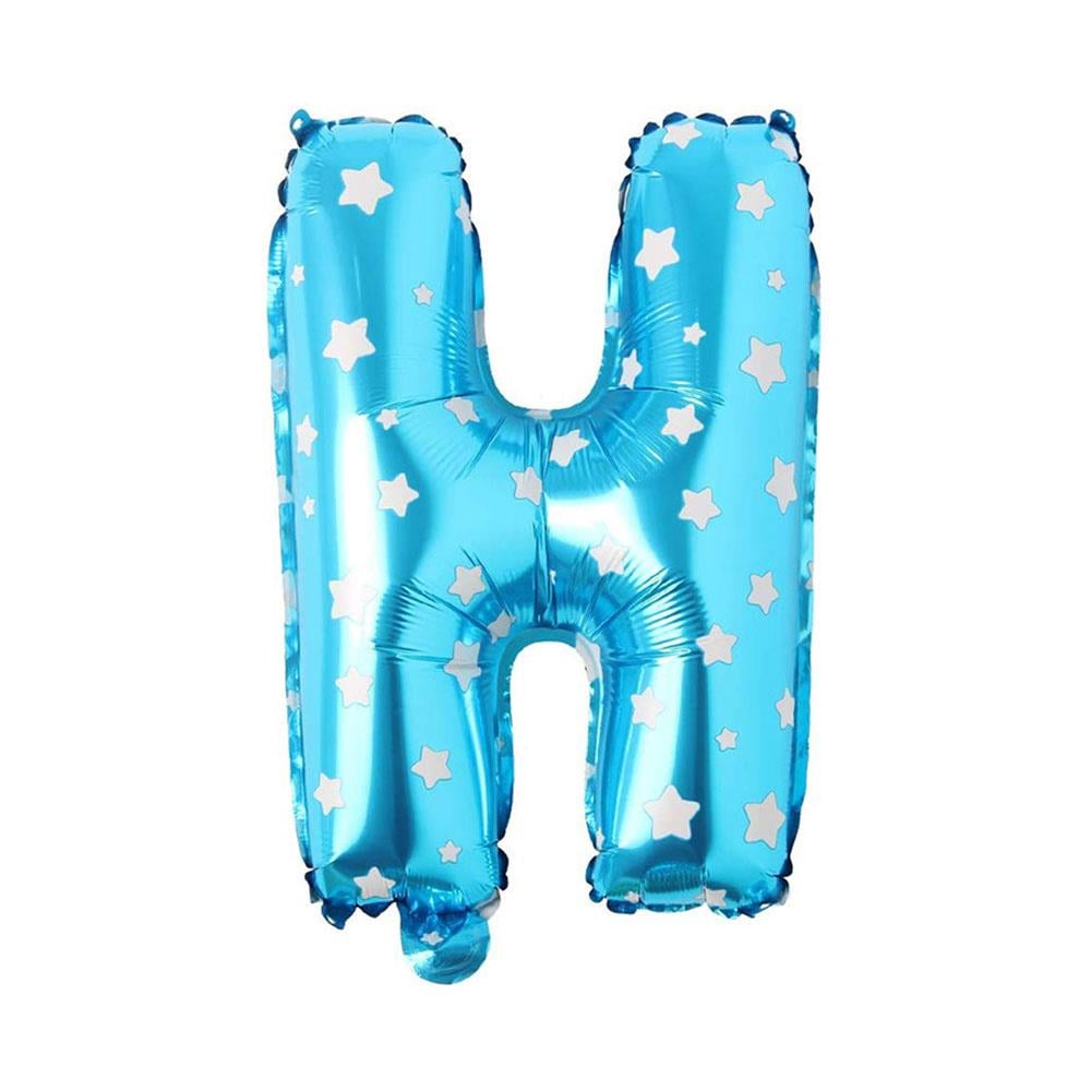 H Harf Mavi Yıldız Folyo Balon 70 cm
