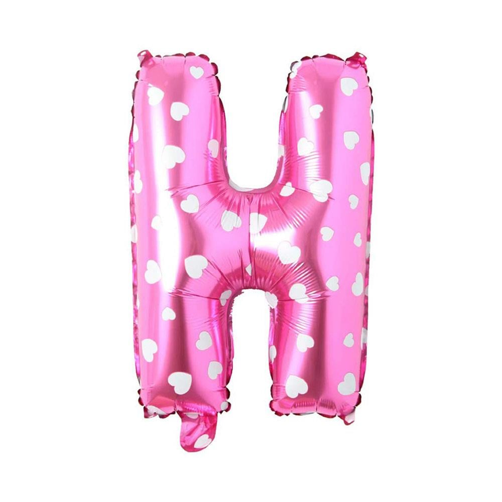 H Harf Pembe Kalp Folyo Balon 70 cm