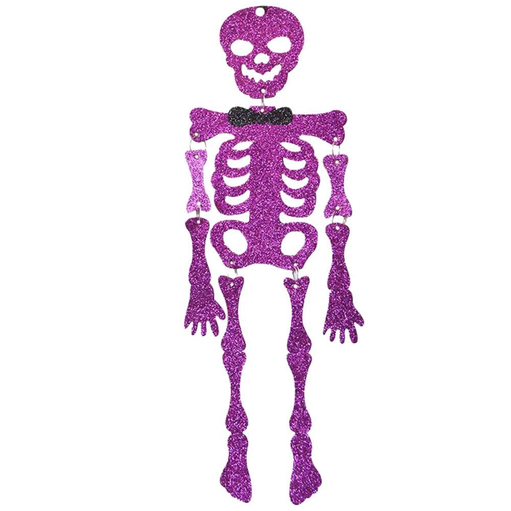 Halloween Asma Süs Simli İskelet 50 cm Mor