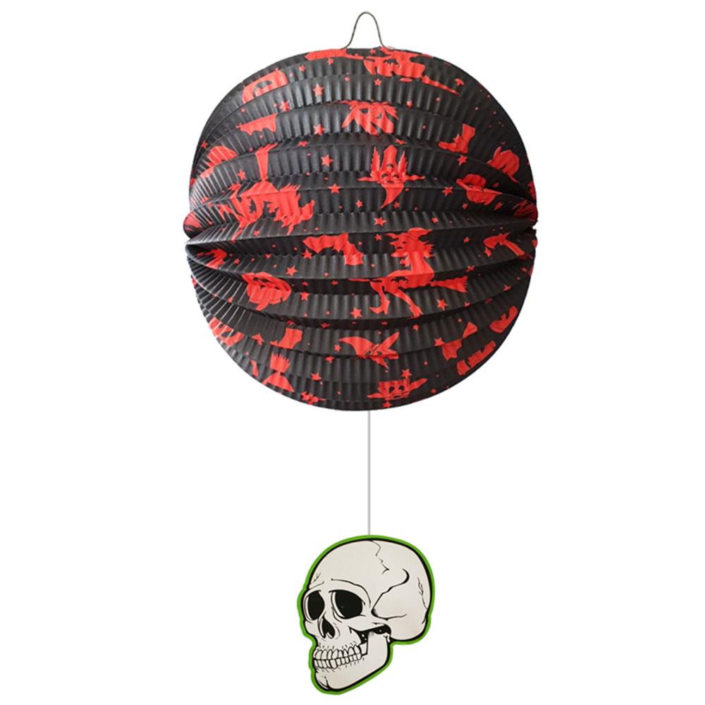 Halloween Kuru Kafa Figürlü Top Fener Kırmızı