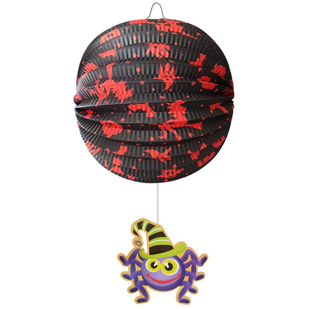 Halloween Örümcek Figürlü Top Fener Kırmızı