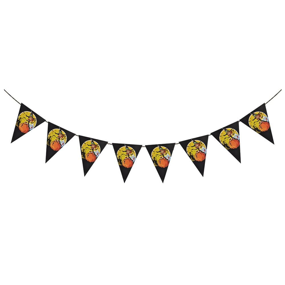 Halloween Temalı Cadı Üçgen Bayrak Afiş