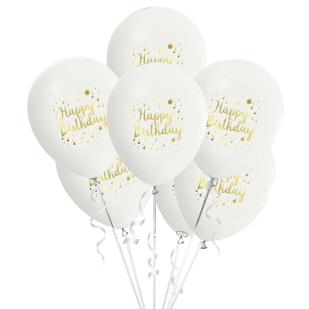 Happy Birthday Altın Baskılı Şeffaf Lateks Balon 10'lu