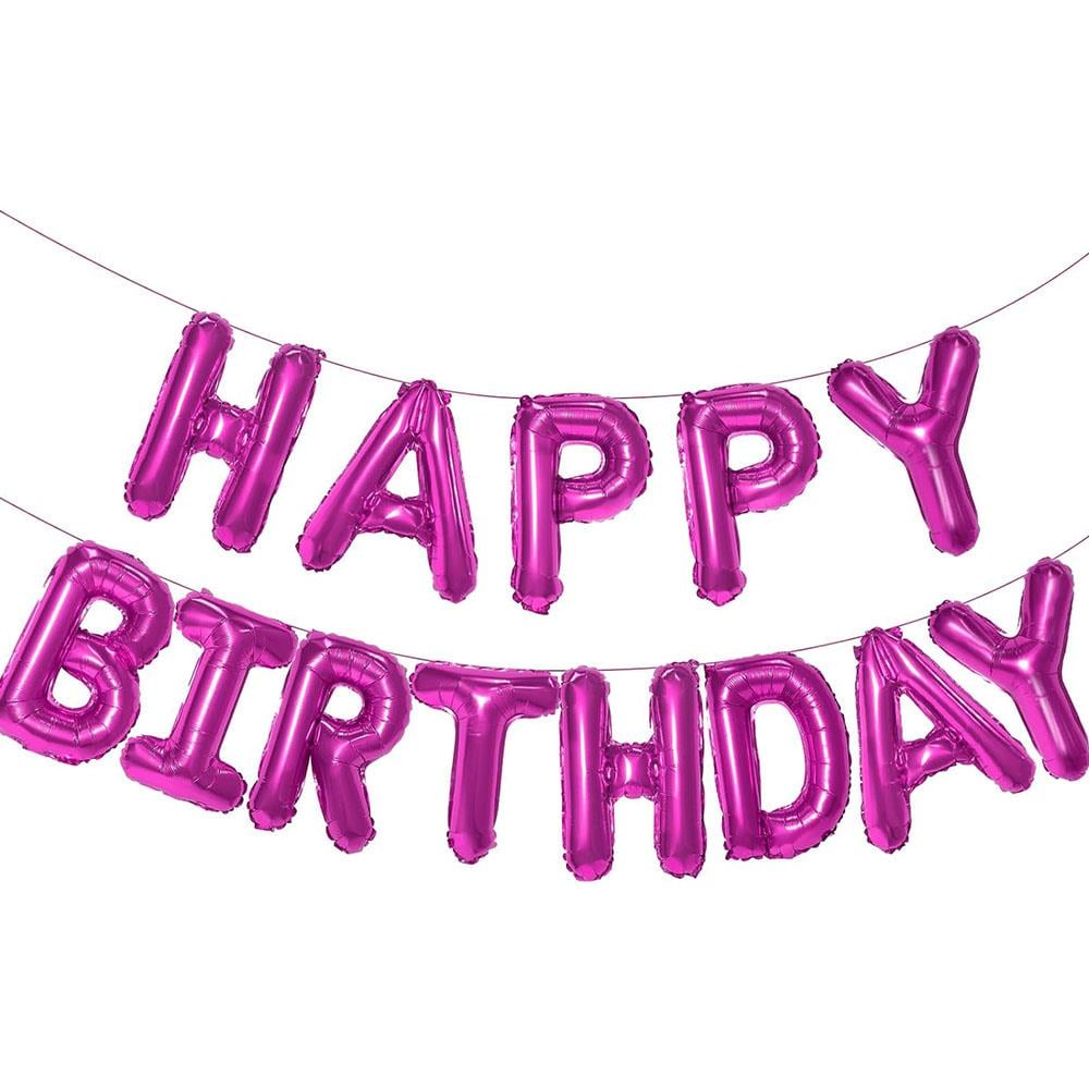 Happy Birthday Fuşya Folyo Balon Set