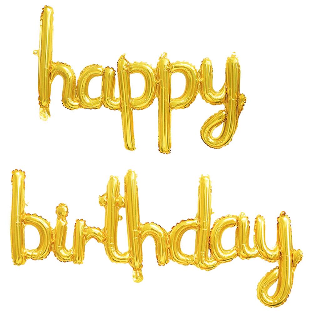 Happy Birthday İtalik Folyo Balon Altın