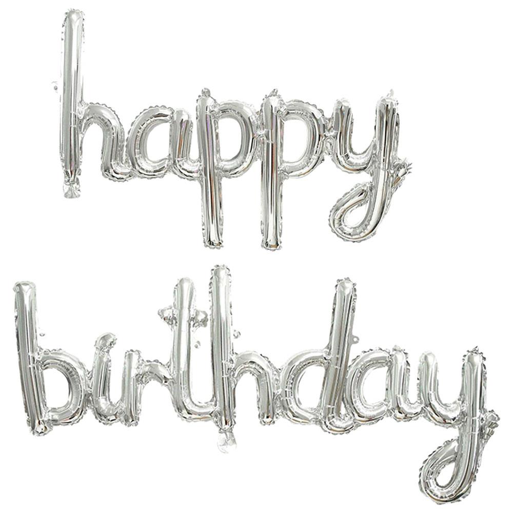 Happy Birthday İtalik Folyo Balon Gümüş