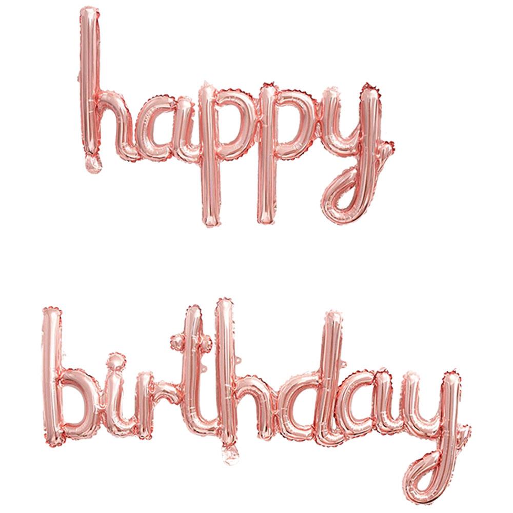 Happy Birthday İtalik Folyo Balon Rose Gold