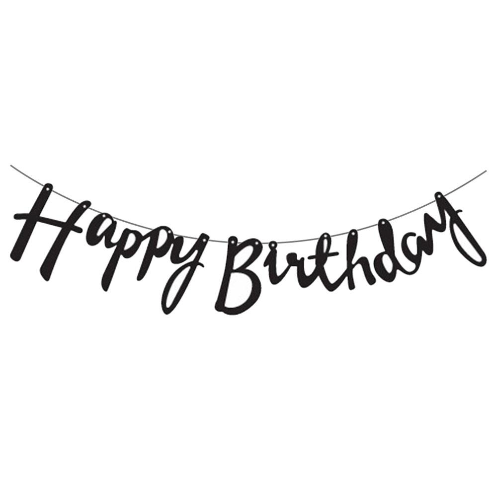 Happy Birthday Kaligrafi Afiş Siyah