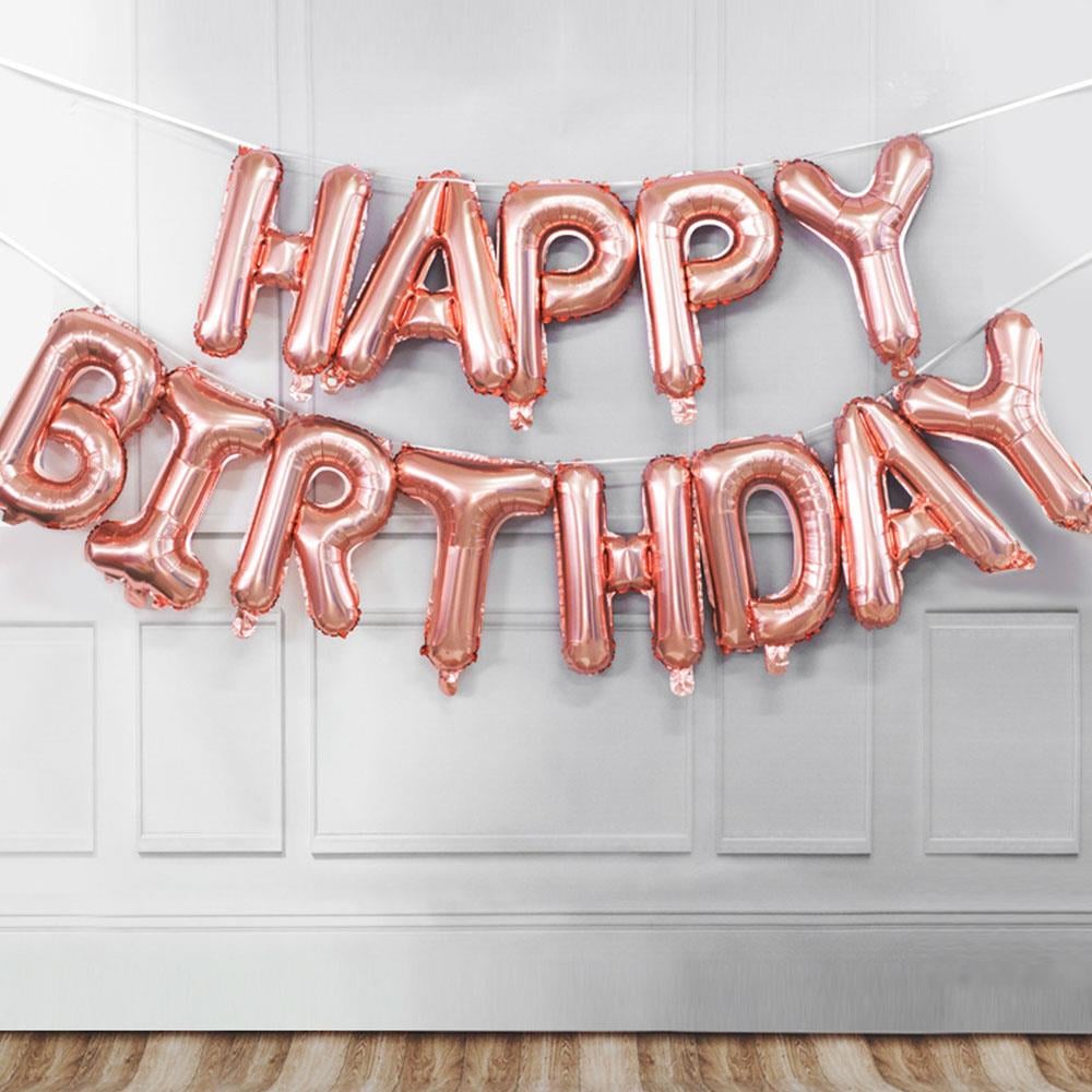 Happy Birthday Rose Gold Folyo Balon Set