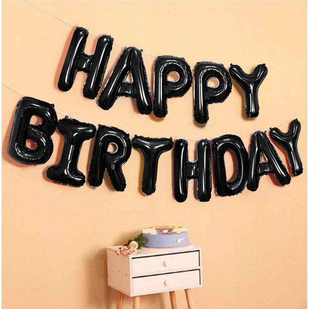 Happy Birthday Siyah Folyo Balon Set