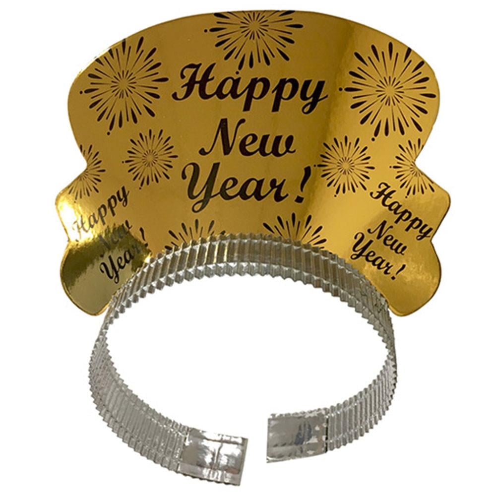 Happy New Year Baskılı Altın Taç 6'lı