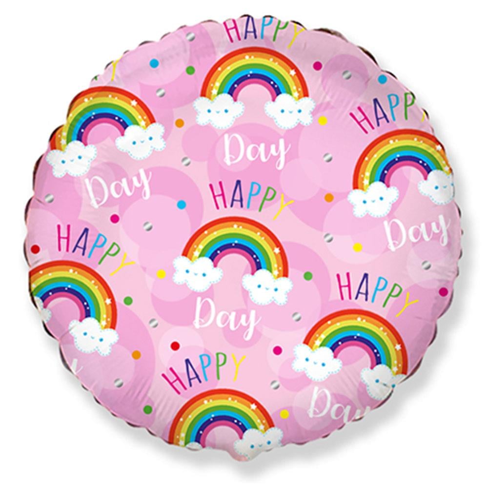 Happy Rainbow Pink Flexmetal Folyo Balon 45 cm