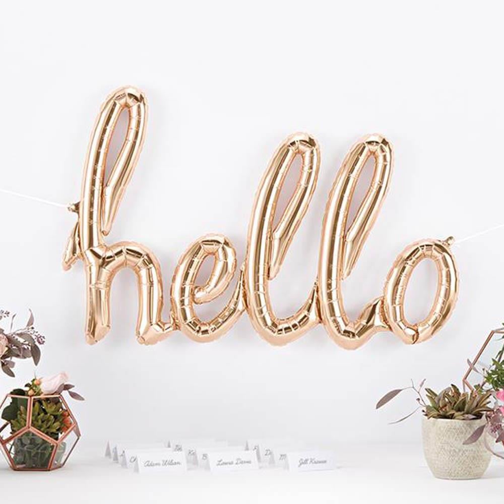 Hello Altın Folyo Balon 100x55 cm