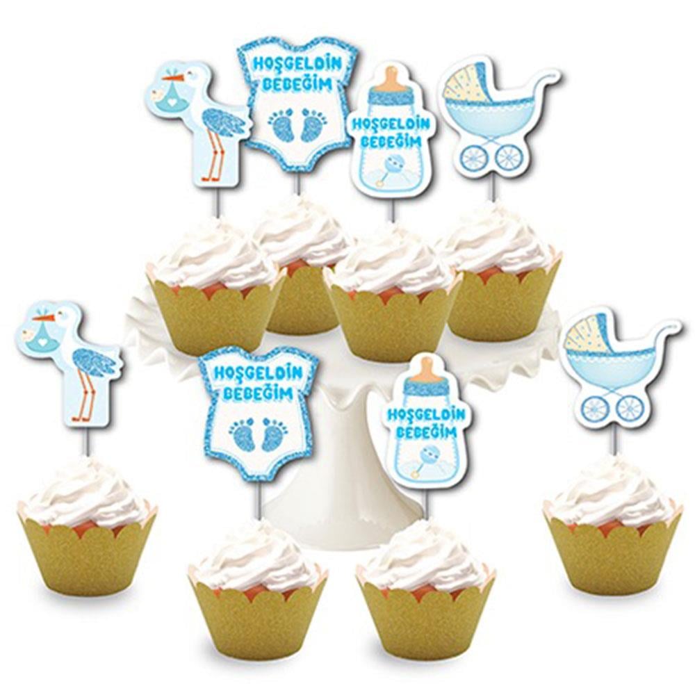 Hoşgeldin Bebeğim Mavi Simli Eva Delux Kürdan 8'li