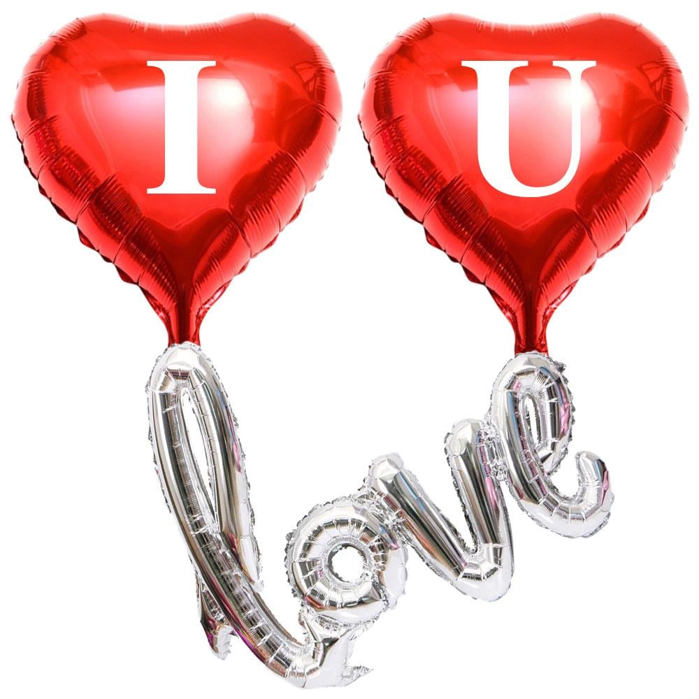 I Love You Kalpli Folyo Balon Set Gümüş