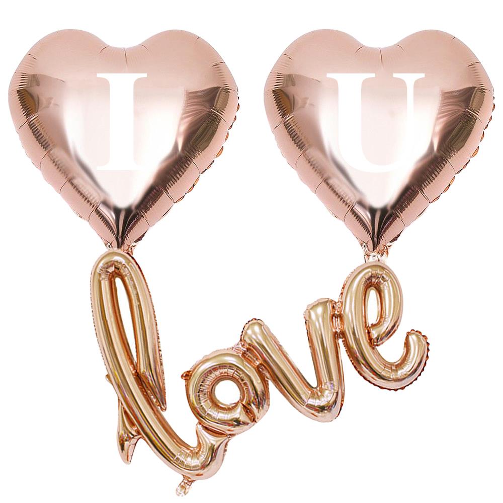 I Love You Kalpli Folyo Balon Set Rose Gold