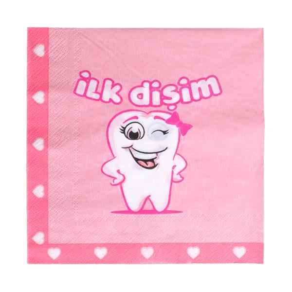 İlk Dişim Kız Kağıt Peçete 33x33 cm 20'li