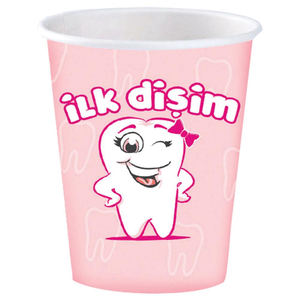 İlk Dişim Kız Karton Bardak 8'li