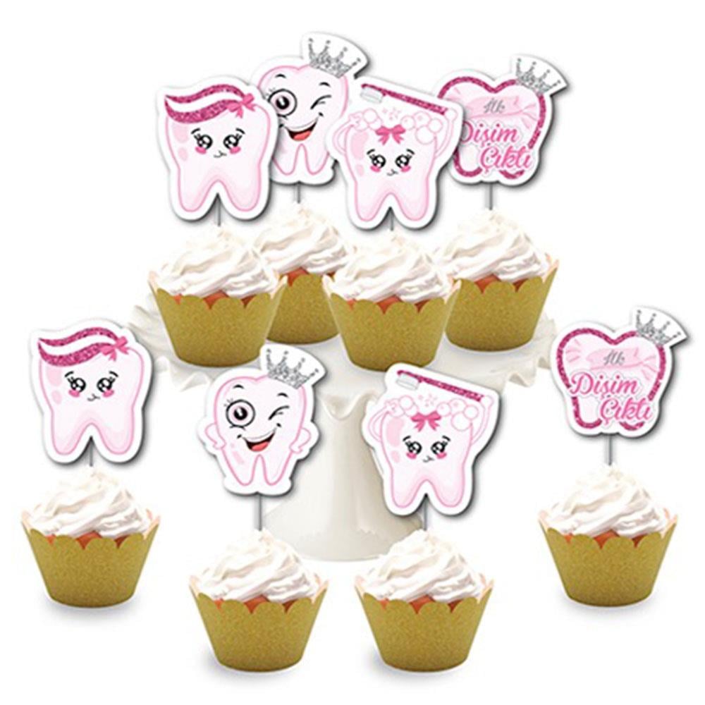 İlk Dişim Pembe Simli Eva Delux Kürdan 8'li