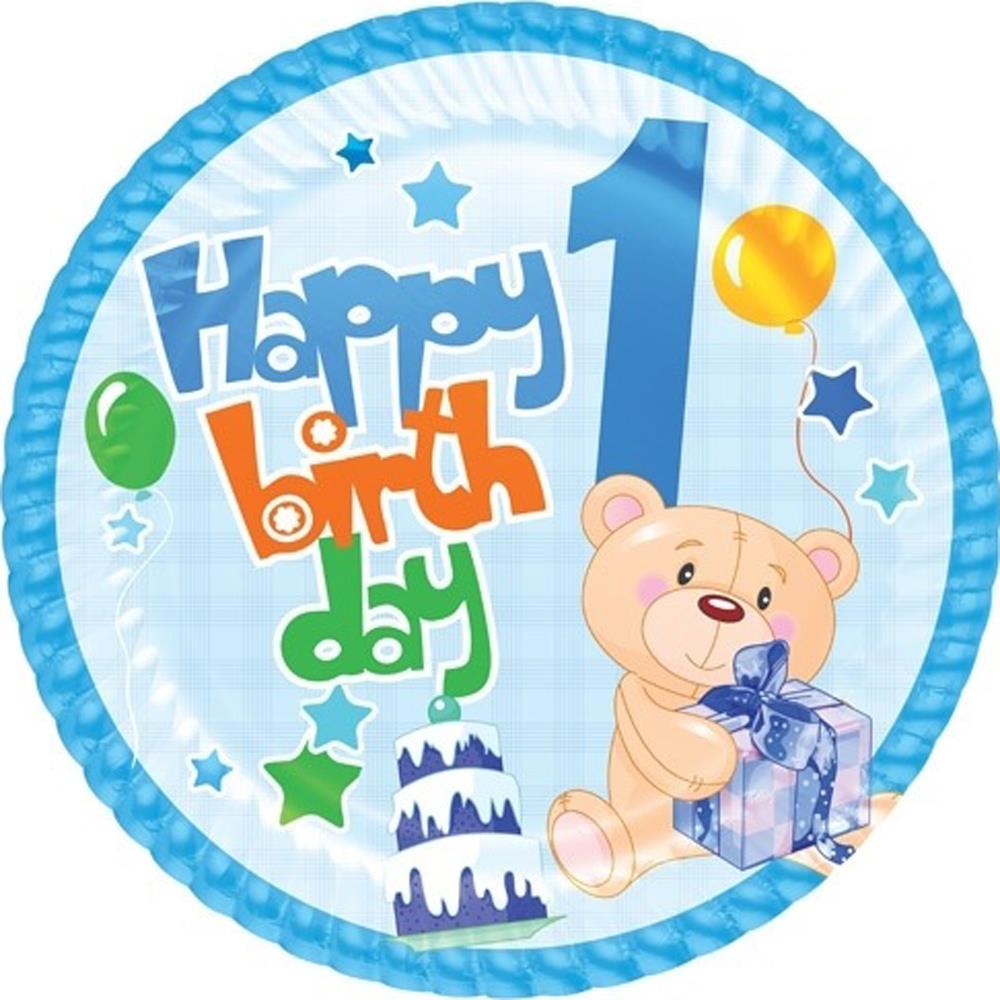 İlk Yaş Partim Erkek Karton Tabak 23 cm 8'li