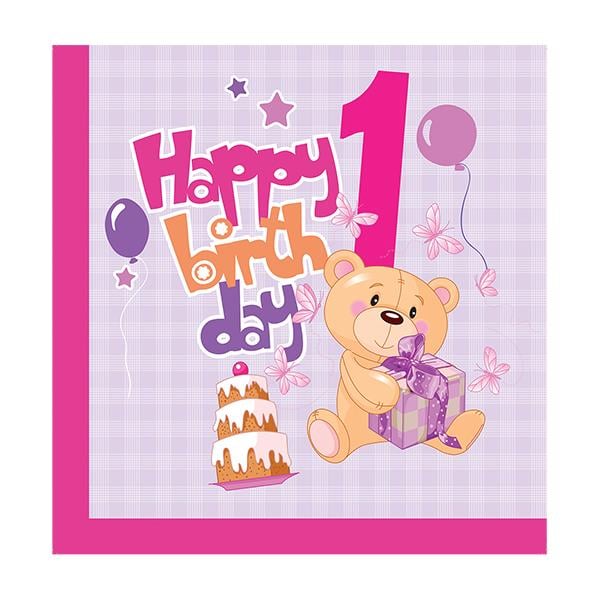 İlk Yaş Partim Kız Kağıt Peçete 33x33 cm 20'li