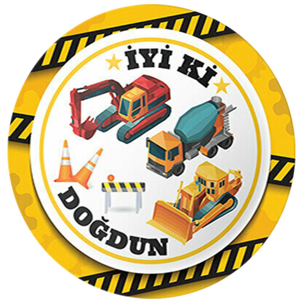 İnşaat Partisi Karton Tabak 23 cm 8'li