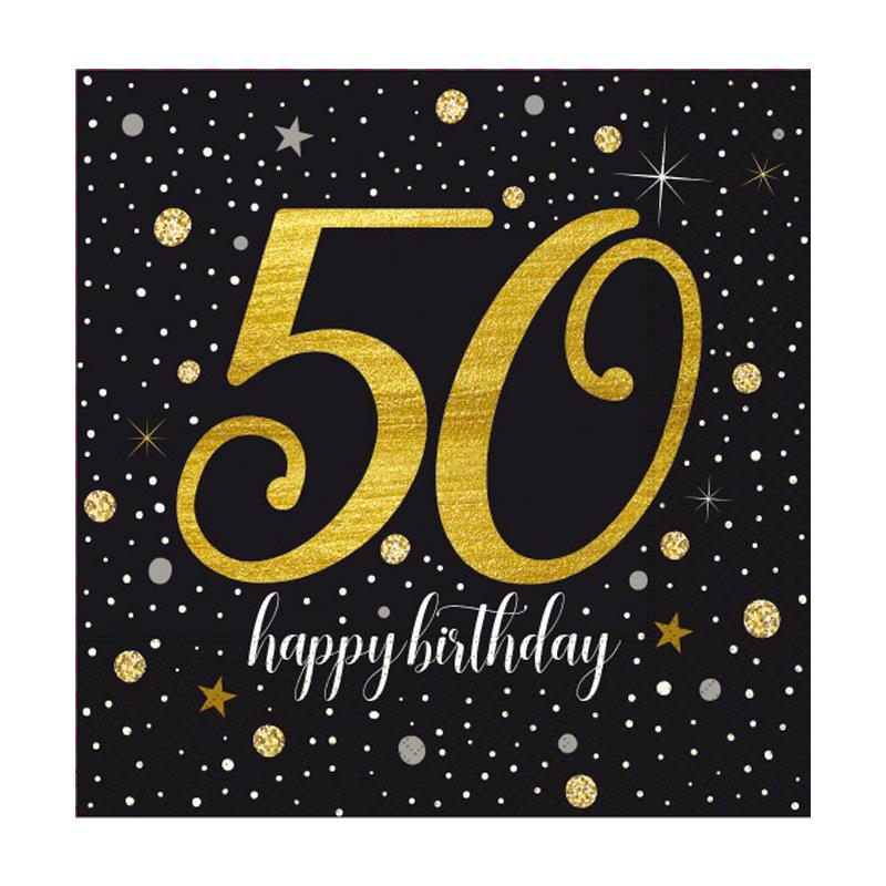 Işıltılı Doğum Günü 50 Yaş Kağıt Peçete 33x33 cm 20'li