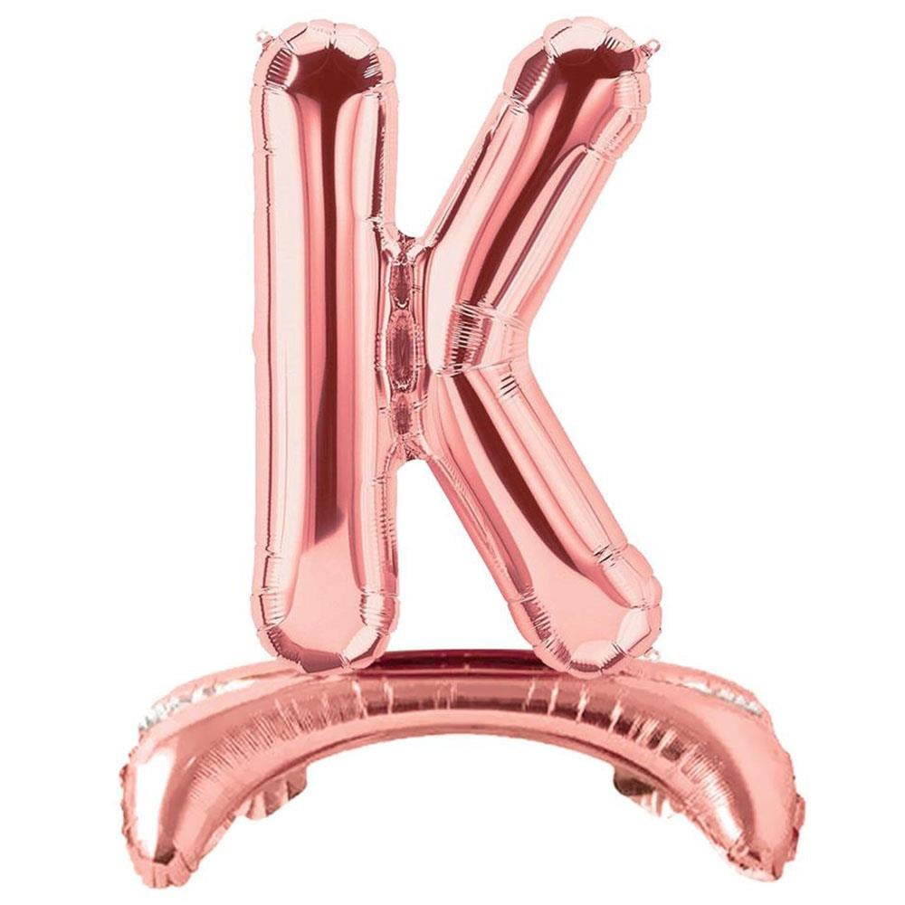 K Harf Ayakta Durabilen Rose Gold Folyo Balon 80 cm