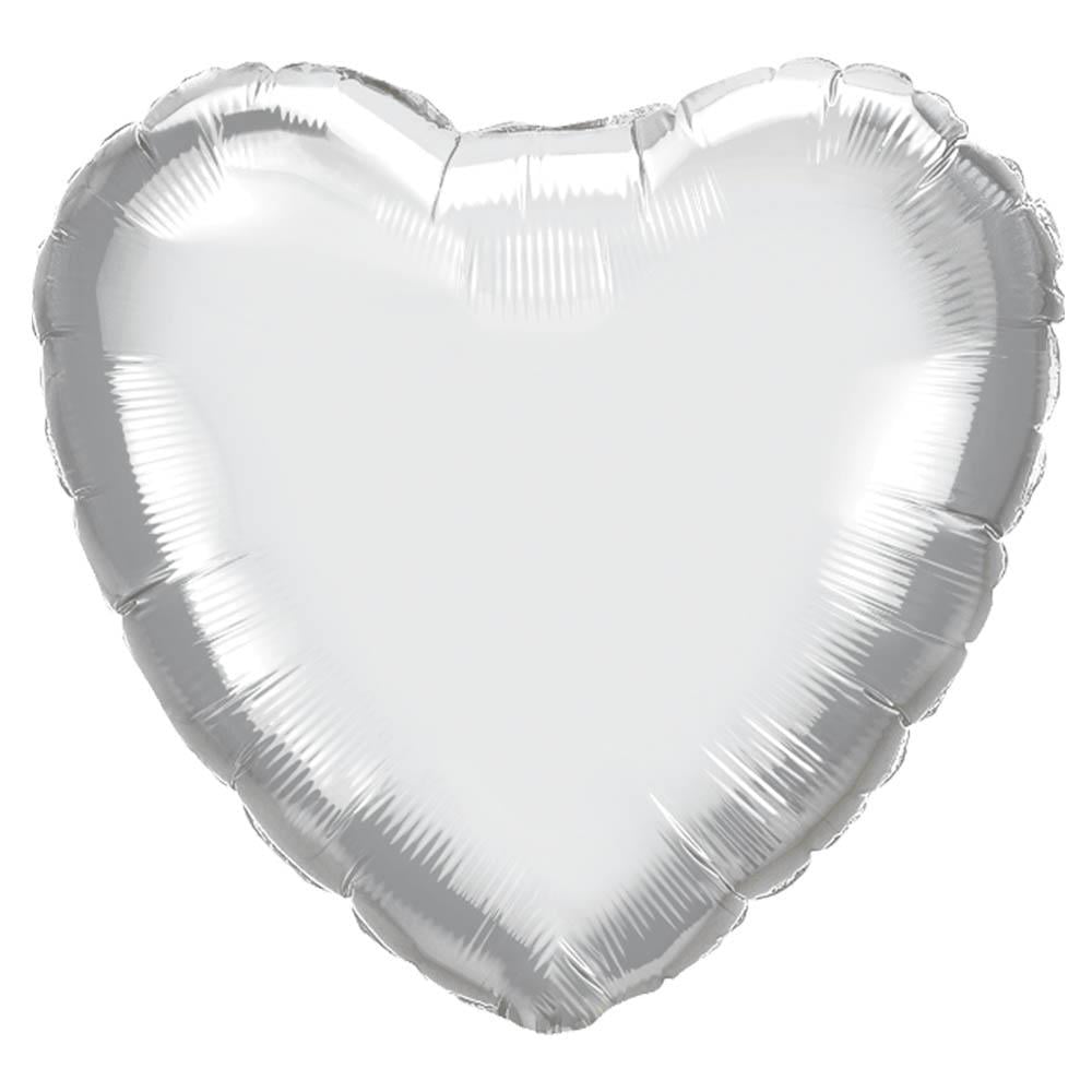 Kalp Folyo Balon Gümüş 45 cm