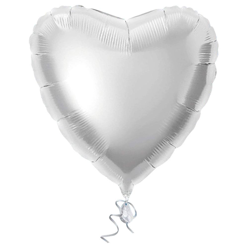 Kalp Folyo Balon Gümüş 60 cm