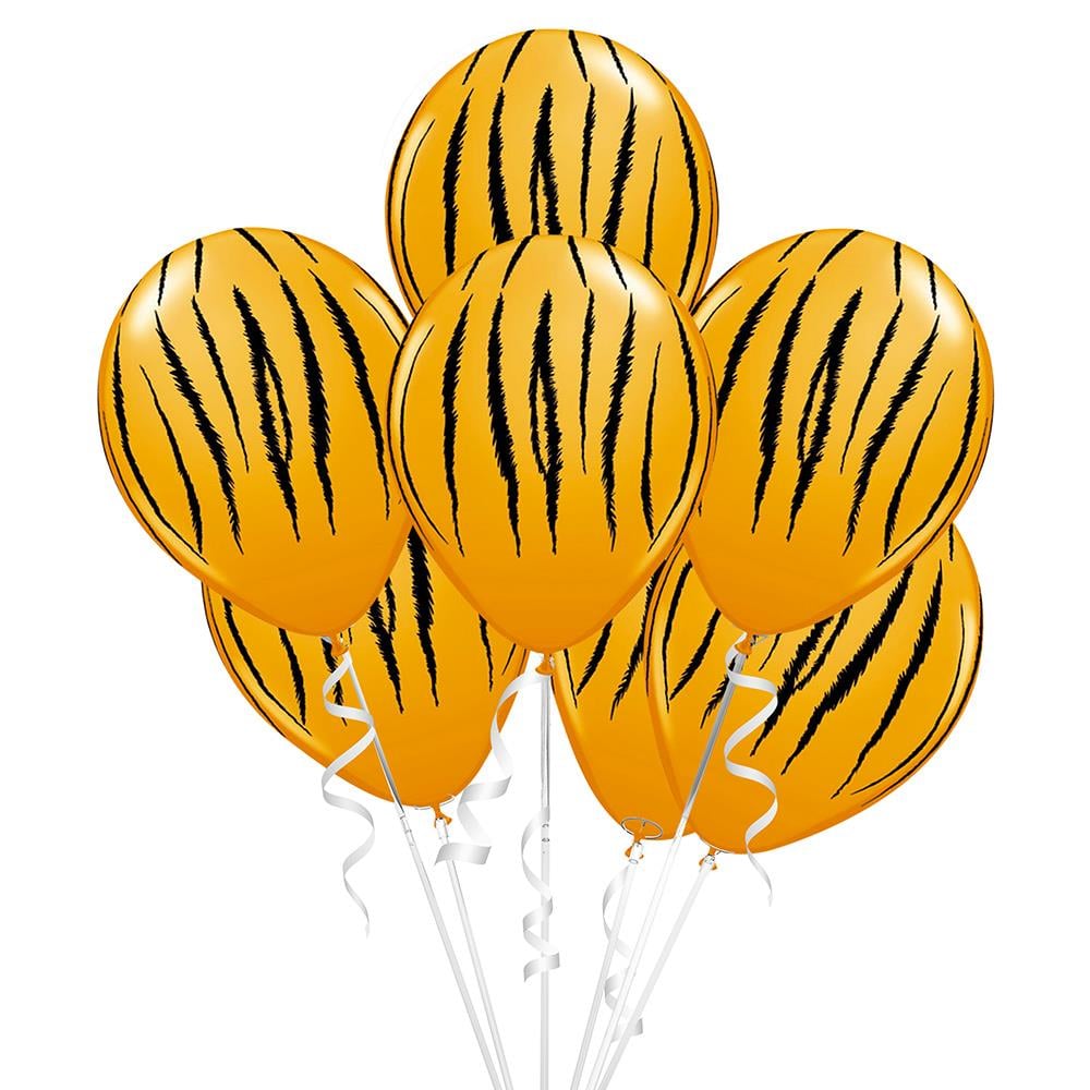 Kaplan Baskılı Turuncu  Lateks Balon 10'lu