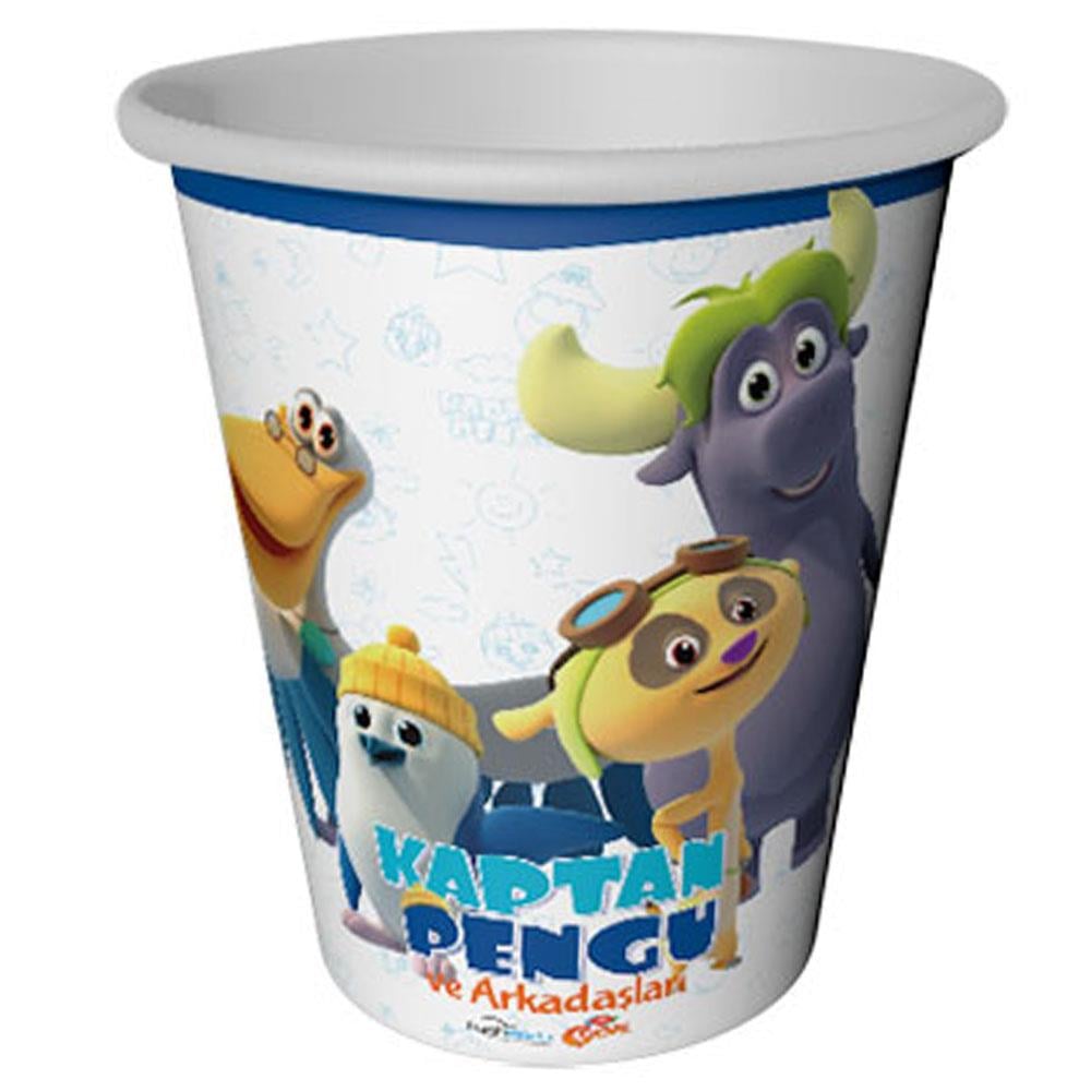 Kaptan Pengu ve Arkadaşları Karton Bardak 8'li