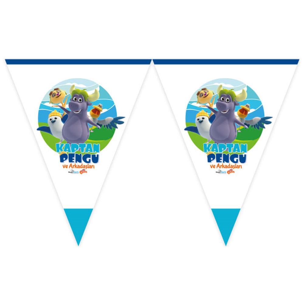Kaptan Pengu ve Arkadaşları Lisanslı Üçgen Bayrak Afiş