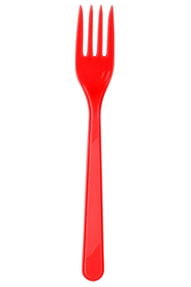 Kırmızı Plastik Çatal 24'lü