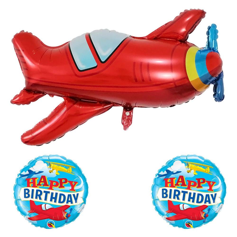 Kırmızı Uçak Folyo Balon Set 3'lü