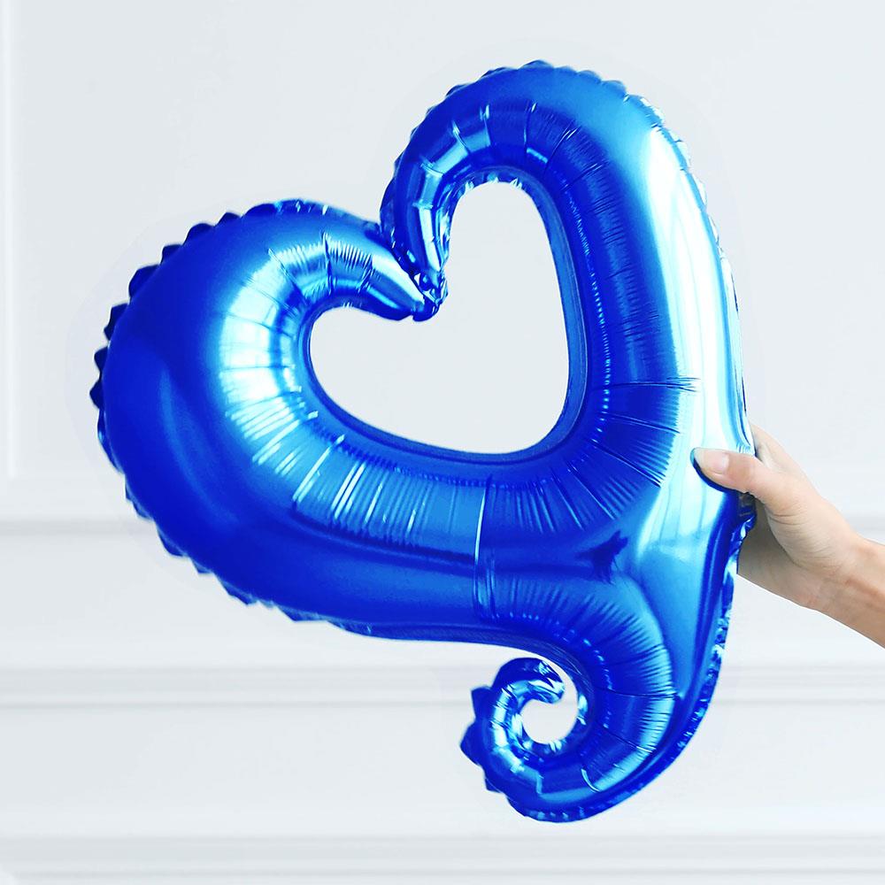 Kıvrımlı Kalp Folyo Balon Mavi 45 cm