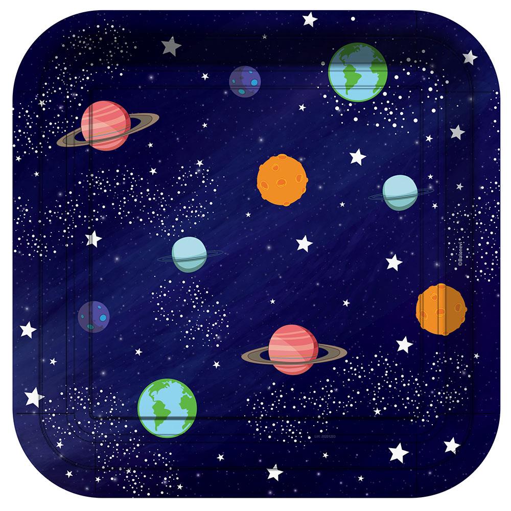 Kozmik Galaksi Kare Karton Tabak 18 cm 8'li
