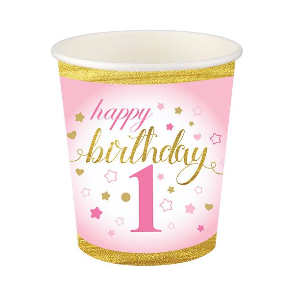 Küçük Yıldızlar 1 Yaş Kız Karton Bardak 8'li