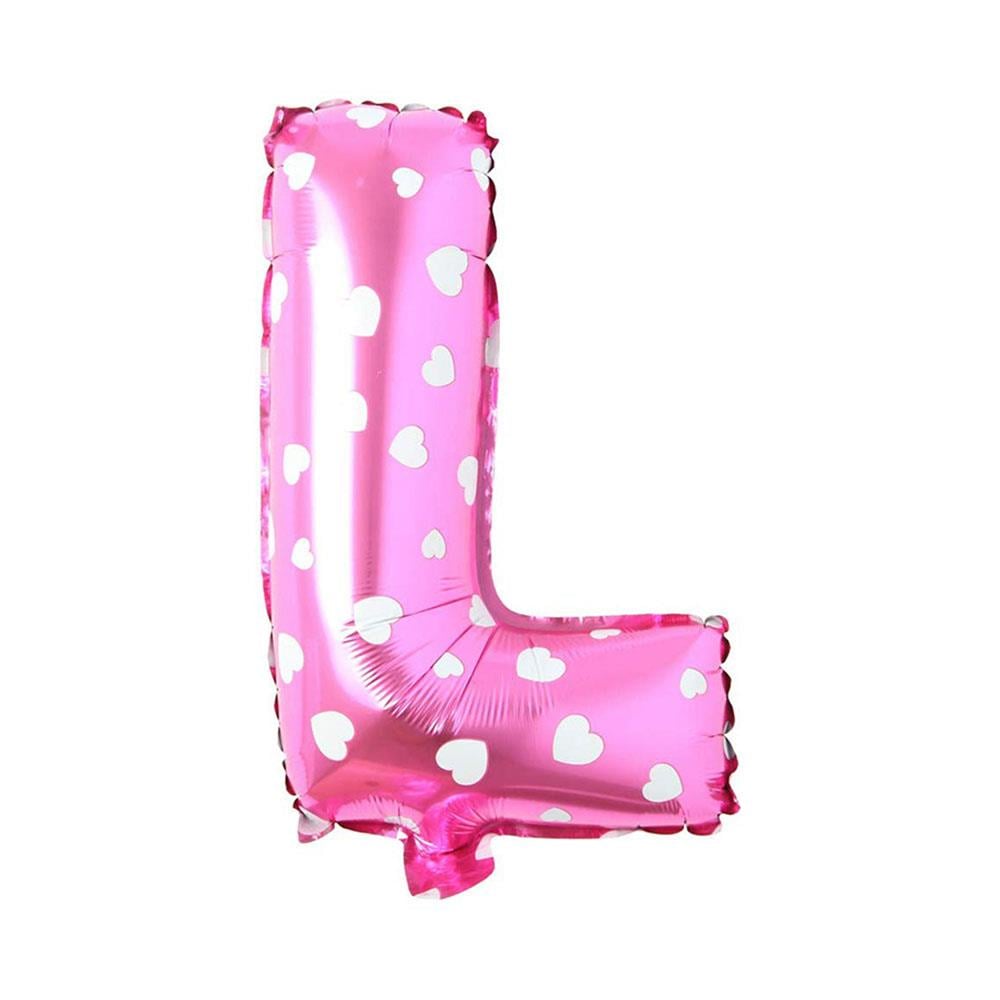 L Harf Pembe Kalp Folyo Balon 70 cm
