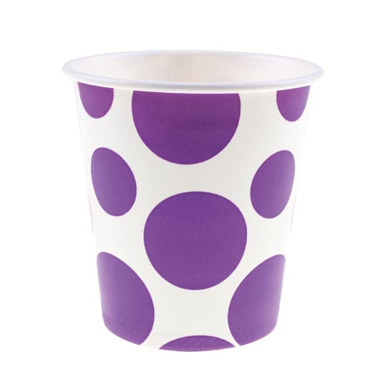 Lila Karışık Puantiyeli Karton Bardak 8'li