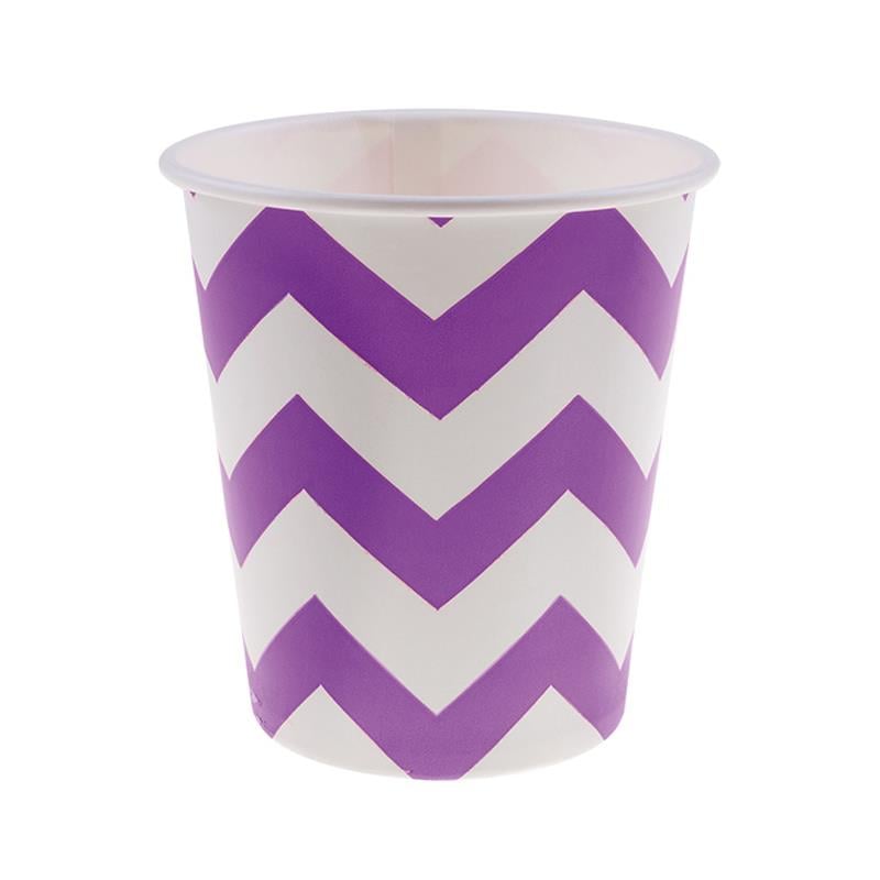 Lila Zigzag Karton Bardak 8'li